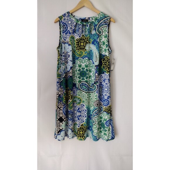 ALYX Blue Floral Sleeveless Dress Size 1X NWT - Picture 1 of 8